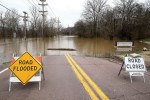 A completely submerged Marshall Road in front of Kirkwood Bluffs apartments in Kirkwood will only get worse as the Meramec River continues to rise. photo by Ursula Ruhl, South County Times. 