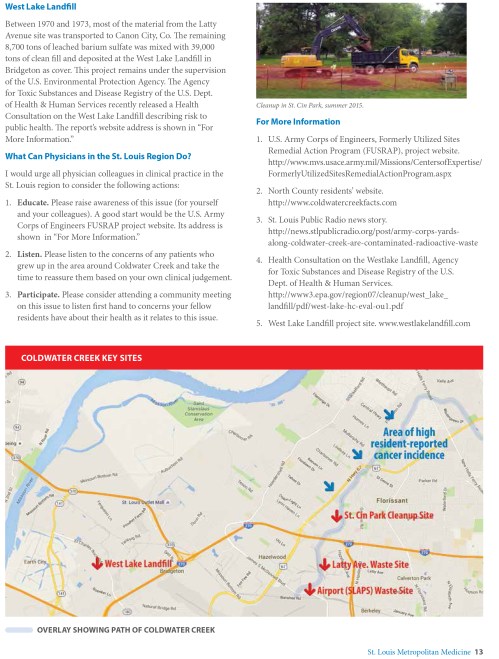 Information by Director of St. Louis County Health Department, Dr. Faisal Khan, provided at the February Cold Water Creek public meeting. (Page 2)